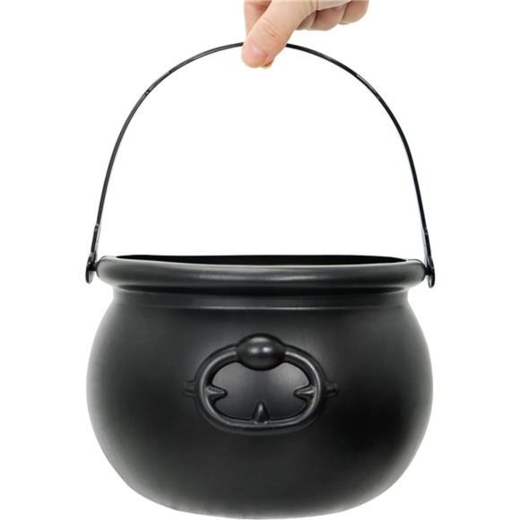 Large Halloween Black Cauldron 7.5'', Halloween Candy Cauldron, Candy Kettle - Picture 2 of 7